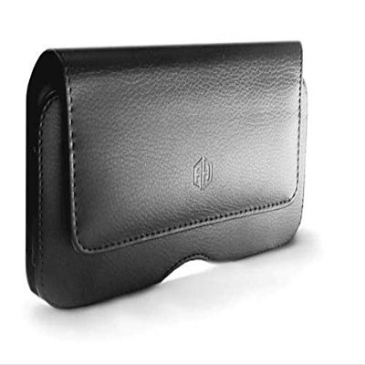 AH Phone Belt Holder Phone Holster Pouch with Magnetic Cover Leather Belt Pouch for iPhone 15+ 16 Plus, 15 Pro Max, 14 Plus, iPhone 14 Pro Max, 13 Pro Max with Otterbox Phone Case Installed (X-Large)