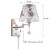 LIN XIAO HAO mayu USB Reading Pull Chain Wall Lamp Swing Arm Light,Bedside Reading Living Room Wall Lamp Light,USB Charging Port,Metal & Cloth Wall Sconces (Size : 30cm22cm) view 2