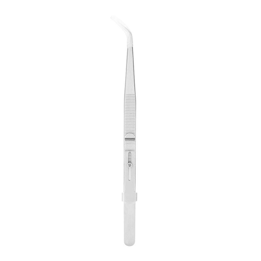 Adjustable Slide lock Antistatic Tweezers, Jewelry Making Tool Anti-slip Design Stainless Steel Tweezers With Lock For Jewelry Electronic Component Holding Repair Tools (Curved)