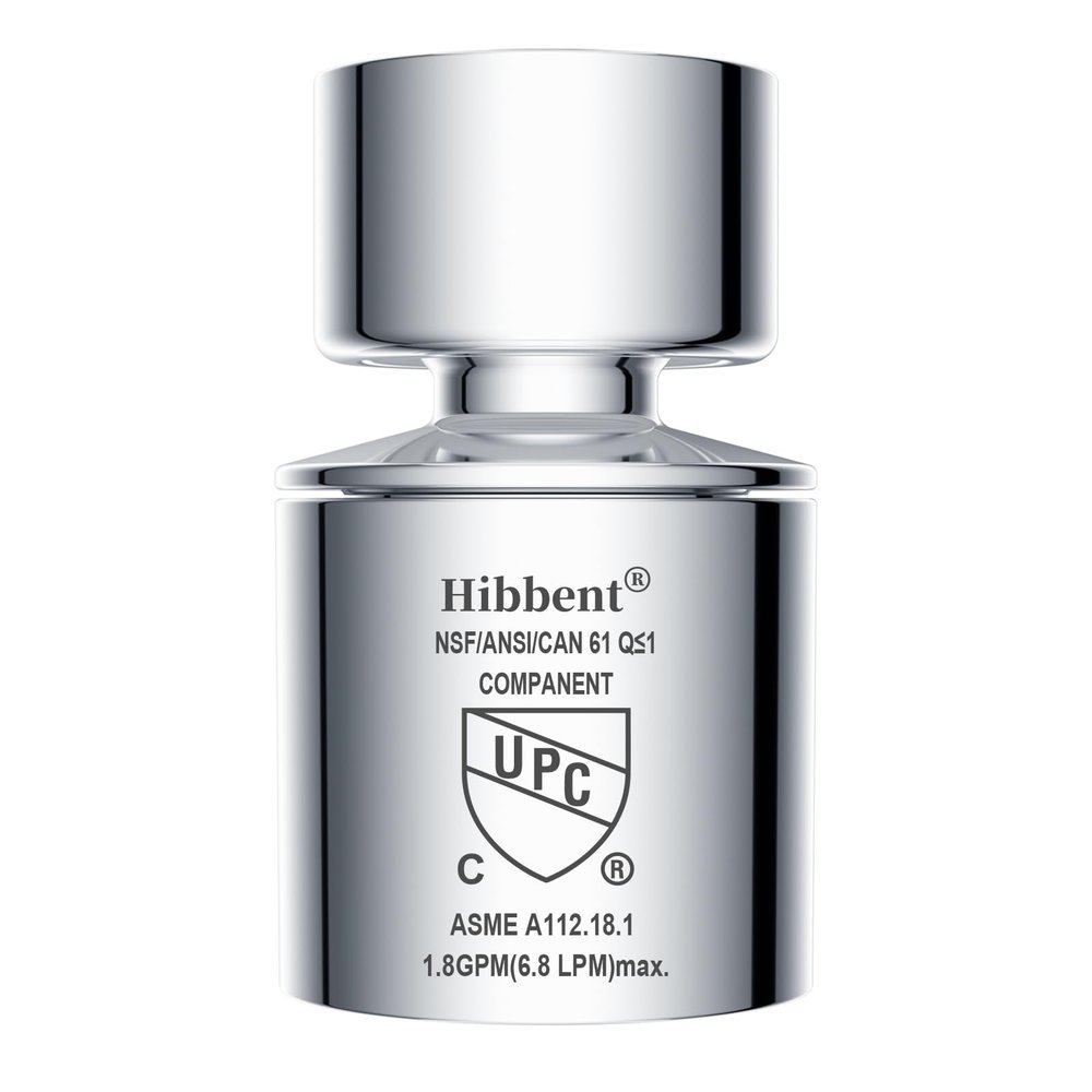 Hibbent NSF/ANSI/CAN 61 Certified Faucet Aerator, CUPC Certification 360 Swivel Kitchen Sink Aerator, Dual-function Sprayer Faucet Head, Faucet Replacement Part 55/64 Inch Female Thread - Chrome