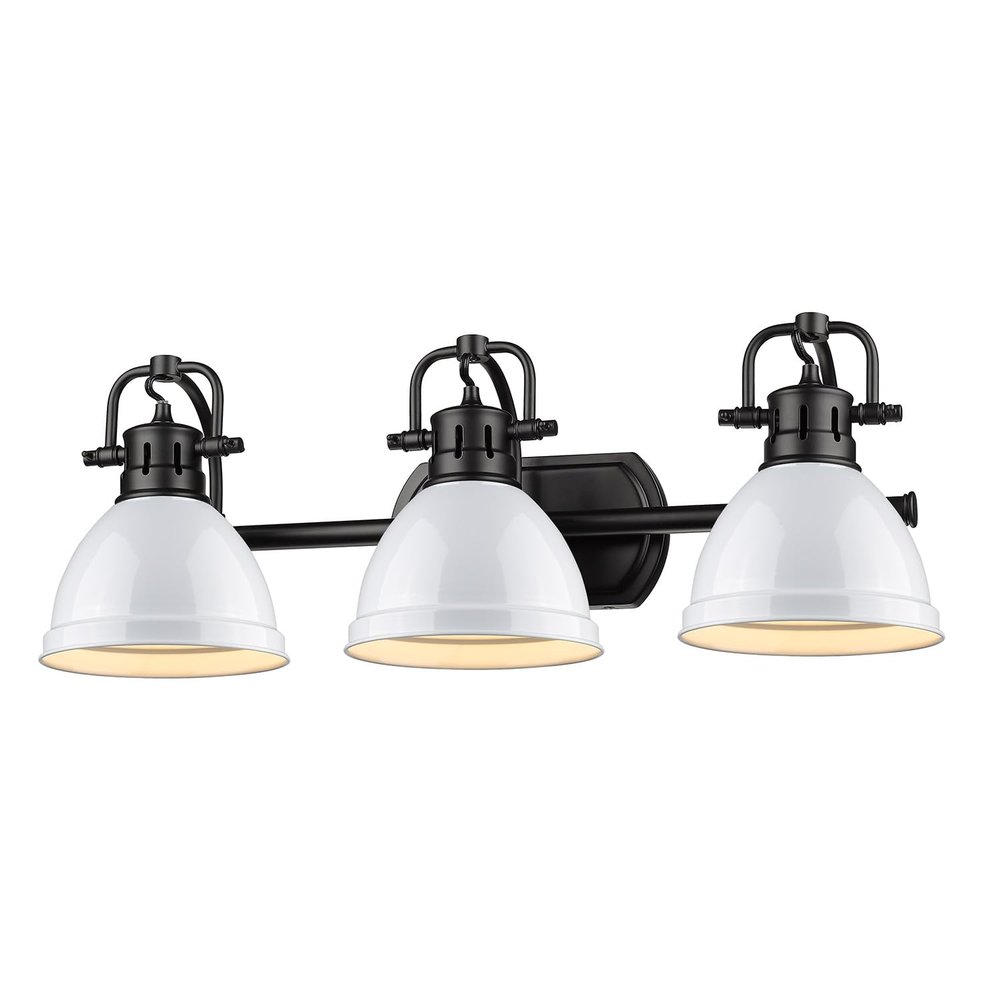 Golden Lighting 3602-BA3 BLK-WH Duncan Bath Fixture, Matte Black with White Shades