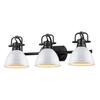 Golden Lighting 3602-BA3 BLK-WH Duncan Bath Fixture, Matte Black with White Shades view 1