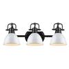 Golden Lighting 3602-BA3 BLK-WH Duncan Bath Fixture, Matte Black with White Shades view 3