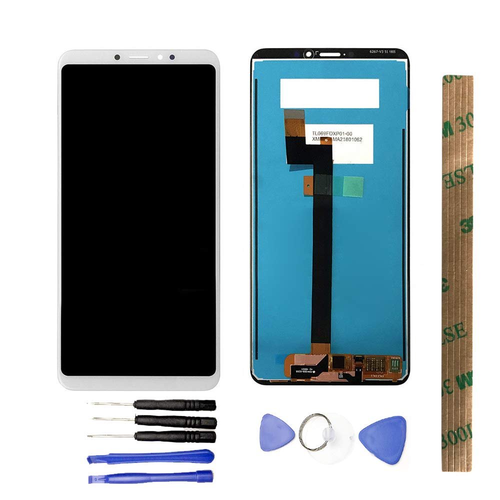 JayTong LCD Display & Replacement Touch Screen Digitizer Assembly with Free Tools for Xiao-mi Mi Max 3 / Mi Max3 2018 White
