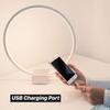 Brightech Circle LED Nightstand Lamp with USB Port  Compact Bed Stand Lamp for Bedroom, Living Room - Modern Asian Table & Desk Lamp on Side & End Tables - Titanium Sliver view 3