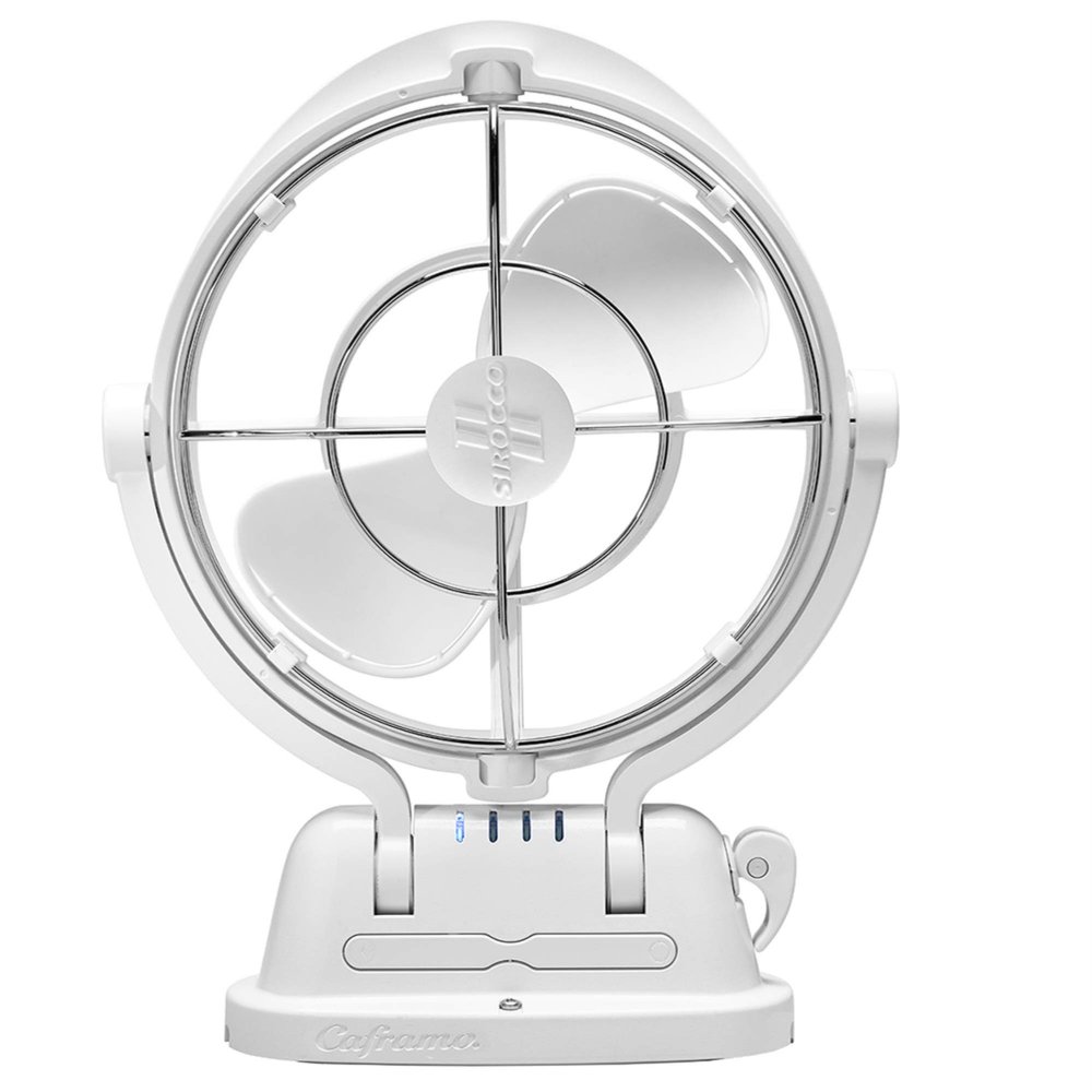 SEEKR Sirocco II Fan from by Caframo. 12V/24V Auto-Sensing DC, Omnidirectional Low-Power Draw Fan for Boats and RVs. Hardwire Installation Required. Made in Canada. White.