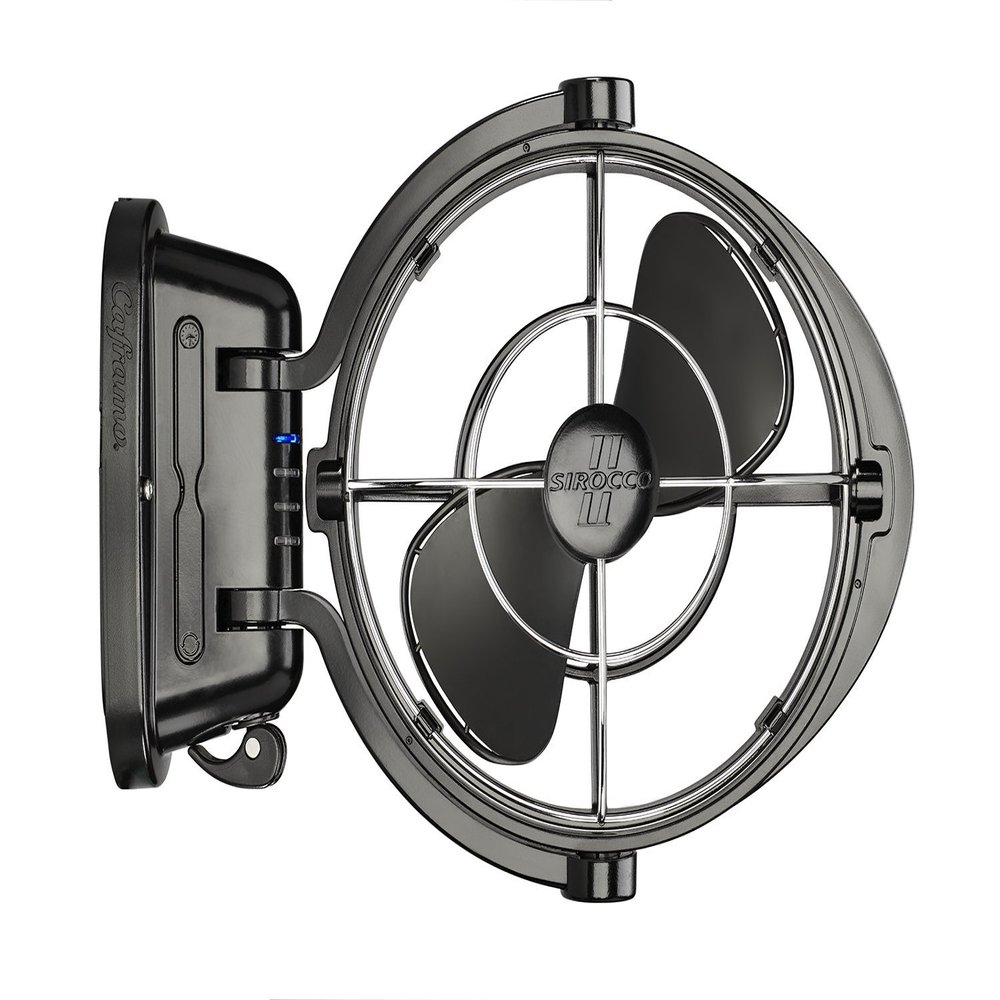 SEEKR Sirocco II Fan from by Caframo. 12V/24V Auto-Sensing DC, Omnidirectional Low-Power Draw Fan for Boats and RVs. Hardwire Installation Required. Made in Canada. Black.