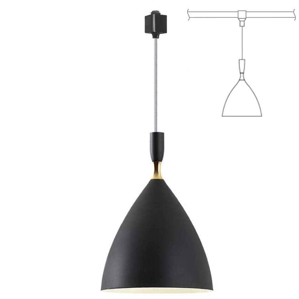 Kiven 1-Light Bell Hanging Pendant Track Mount Light,Black