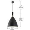 Kiven 1-Light Bell Hanging Pendant Track Mount Light,Black view 2