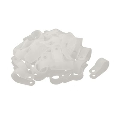Aexit 50Pcs Nylon Track Lighting R Type 5/8" 16mm Cable Cord Wire Clamp Clip Connectors Fastener White