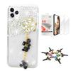 STENES Bling Case Compatible with iPhone Xs Max - Stylish - 3D Handmade [Sparkle Series] Flowers Rhinestone Pendant Design Cover with Screen Protector [2 Pack] - Black view 1