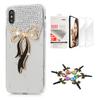 STENES Bling Case Compatible with iPhone X/Xs - Stylish - 3D Handmade [Sparkle Series] Bowknot Design Cover with Screen Protector [2 Pack] - Black view 1