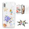 STENES Bling Case Compatible with iPhone X/Xs - Stylish - 3D Handmade [Sparkle Series] Tropical Fish MermaidDesign Cover with Screen Protector [2 Pack] - Blue view 1