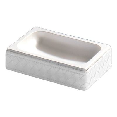 Gedy Marrakech Faux Leather Soap Dish, Pearl White