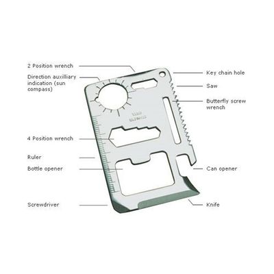 10 - Pack - 11 in 1 Function Compact Outdoor, Hiking, Camping, Emergency, Survival Card Multitool