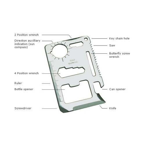 10 - Pack - 11 in 1 Function Compact Outdoor, Hiking, Camping, Emergency, Survival Card Multitool