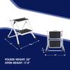 Delxo Portable Collapsible Lightweight Alloy Steel 2 Step Mini Stool Stepladder with Anti Slip Carry Hand Grip and Wide Pedal for Indoor Use, White view 2