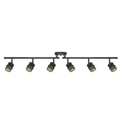 Globe Electric 59086 6-Light Foldable Track Lighting, Oil Rubbed Bronze Finish, Adjustable Champagne Glass Heads, Ceiling Light Fixture for Kitchen Island, or Dining Room, GU10 Base, Timeless