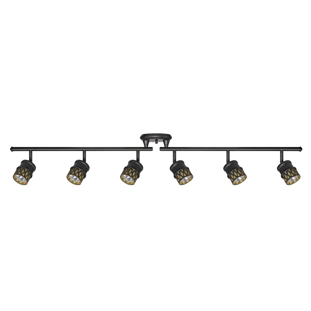 Globe Electric 59086 6-Light Foldable Track Lighting, Oil Rubbed Bronze Finish, Adjustable Champagne Glass Heads, Ceiling Light Fixture for Kitchen Island, or Dining Room, GU10 Base, Timeless