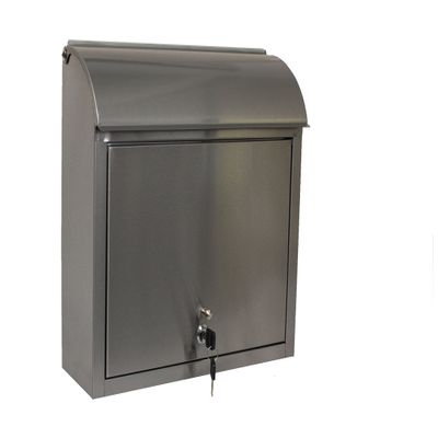 Qualarc WF-L33SL Compton Rectangular Stainless Steel Locking Wall Mount Mailbox, Silver,4.5"D x 15"W x 14.5"H