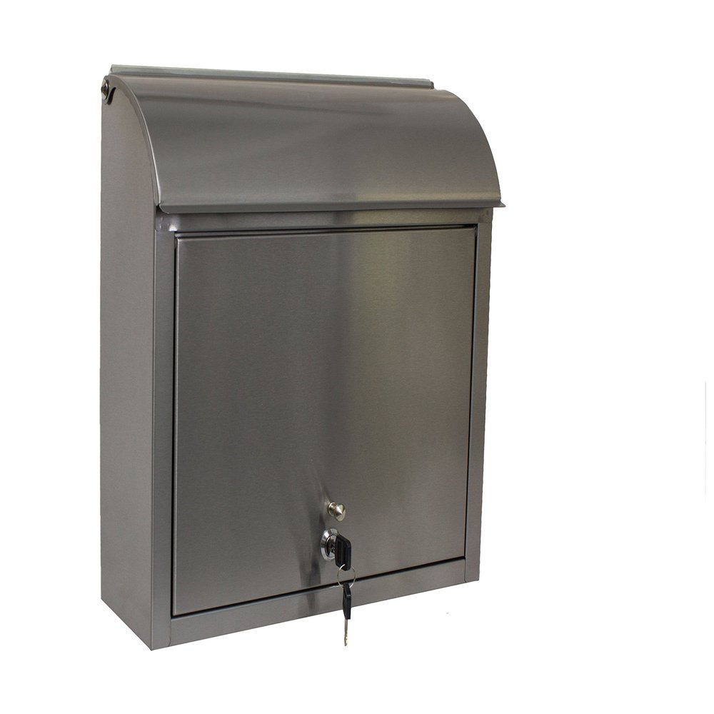 Qualarc WF-L33SL Compton Rectangular Stainless Steel Locking Wall Mount Mailbox, Silver,4.5"D x 15"W x 14.5"H
