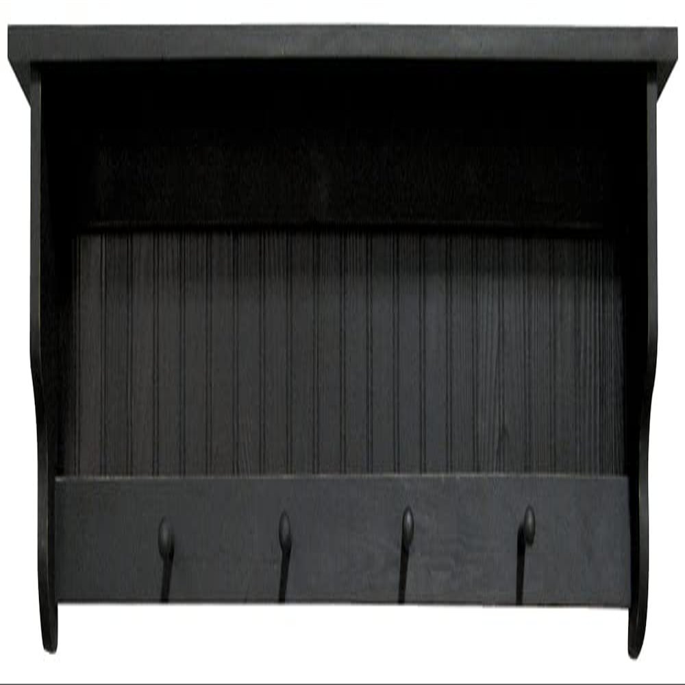 Sawdust City Pine Shelf with pegs - 4' Long (Solid Black)