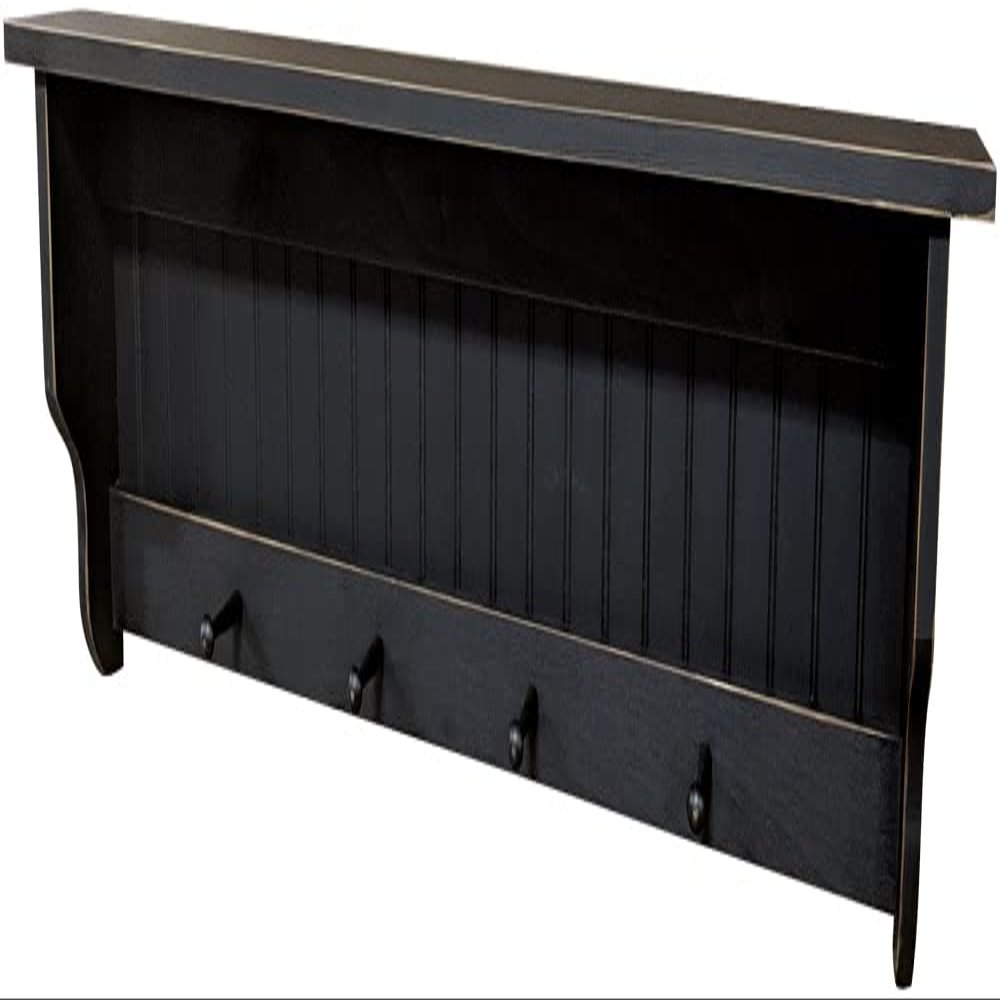 Sawdust City Pine Shelf with pegs - 4' Long (Old Black)