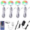 AIBOO RGBW RGB + White Color Changing Christmas Xmas Under Cabinet LED Lights Kit IR Remote Puck Lights for Kitchen Counter Shelf Furniture Ambiance Lighting (RGBW, 4 Lights, 12W) view 1
