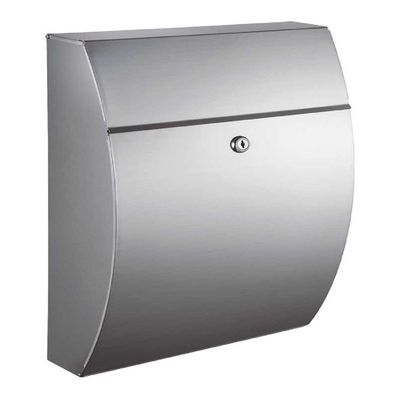 Qualarc WF-0906A Glacial Elliptical Stainless Steel Locking Wall Mount Mailbox, Silver