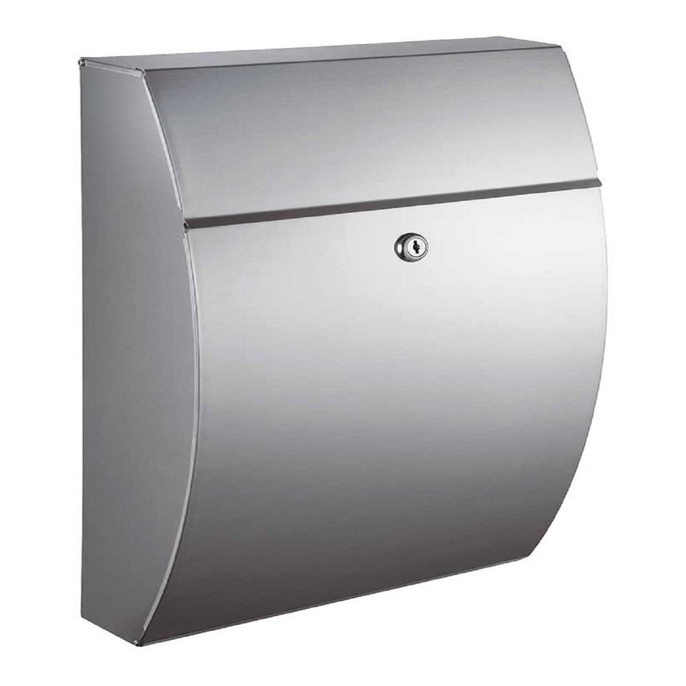 Qualarc WF-0906A Glacial Elliptical Stainless Steel Locking Wall Mount Mailbox, Silver