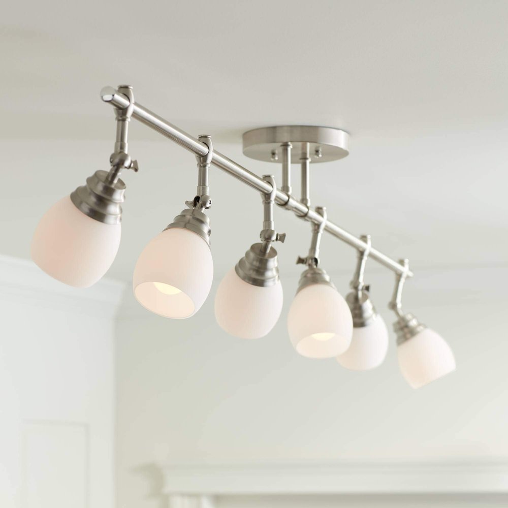 Elm Park 57 1/2" Wide Brushed Nickel 6-Light Fixture Track Light Fixture