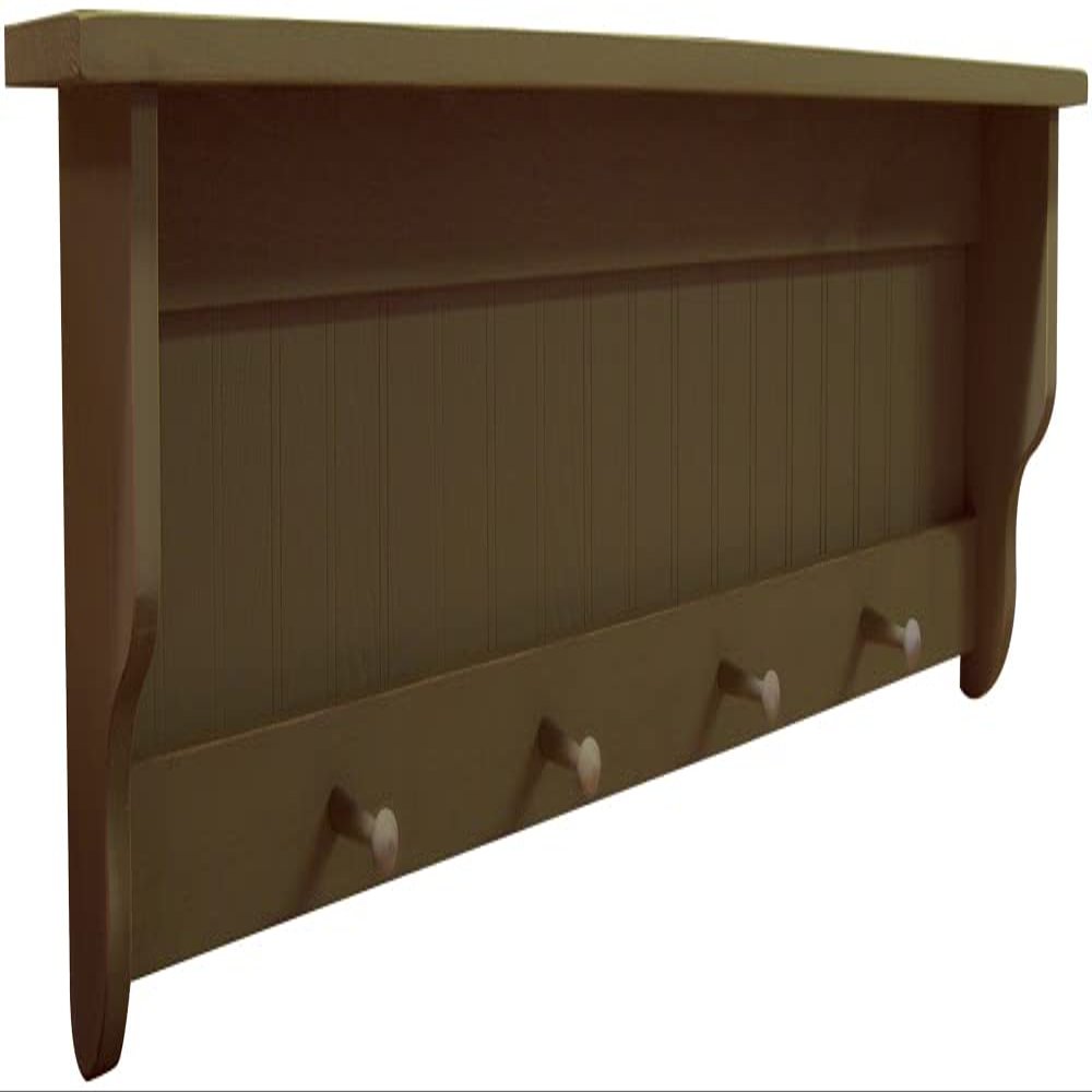 Sawdust City Pine Shelf with pegs - 4' Long (Old Brown)