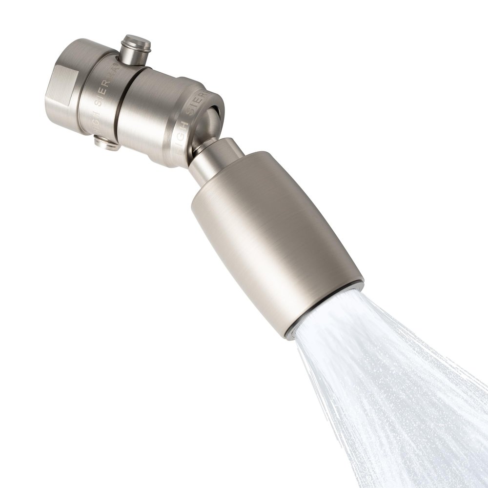 High Sierra - CLASSIC Solid Metal 1.8 GPM Award Winning. Low Flow Shower Head with Trickle Valve. Lead-Free. Patented Nozzle Never Clogs - Brushed Nickel Finish