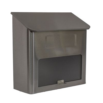 Qualarc WF-L002 Metros Rectangular Stainless Steel Wall Mount Mailbox with Window, Silver/Black