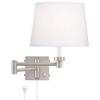 360 Lighting Vero Modern Swing Arm Wall Lamp with USB Charging Port Brushed Nickel Plug-in Light Fixture White Drum Shade for Bedroom Bedside House Reading Living Room Home Hallway Dining view 1