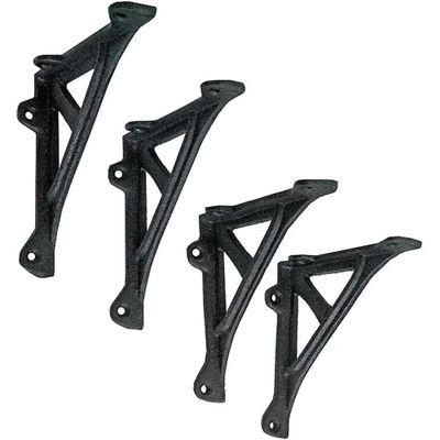 NACH Decorative Shelf Brackets, 4 Pack of 4.9 x 0.78 x 4.92 inch, Black Cast Iron Angle Brackets - Metal Shelf Brackets for Wall - Industrial Shelf Bracket