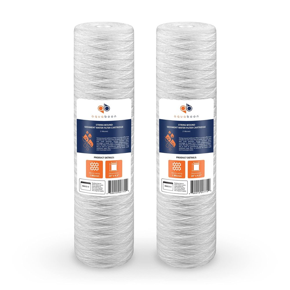Aquaboon 1 Micron 20 x 4.5 Whole House String Wound Water Filter 2-Pack