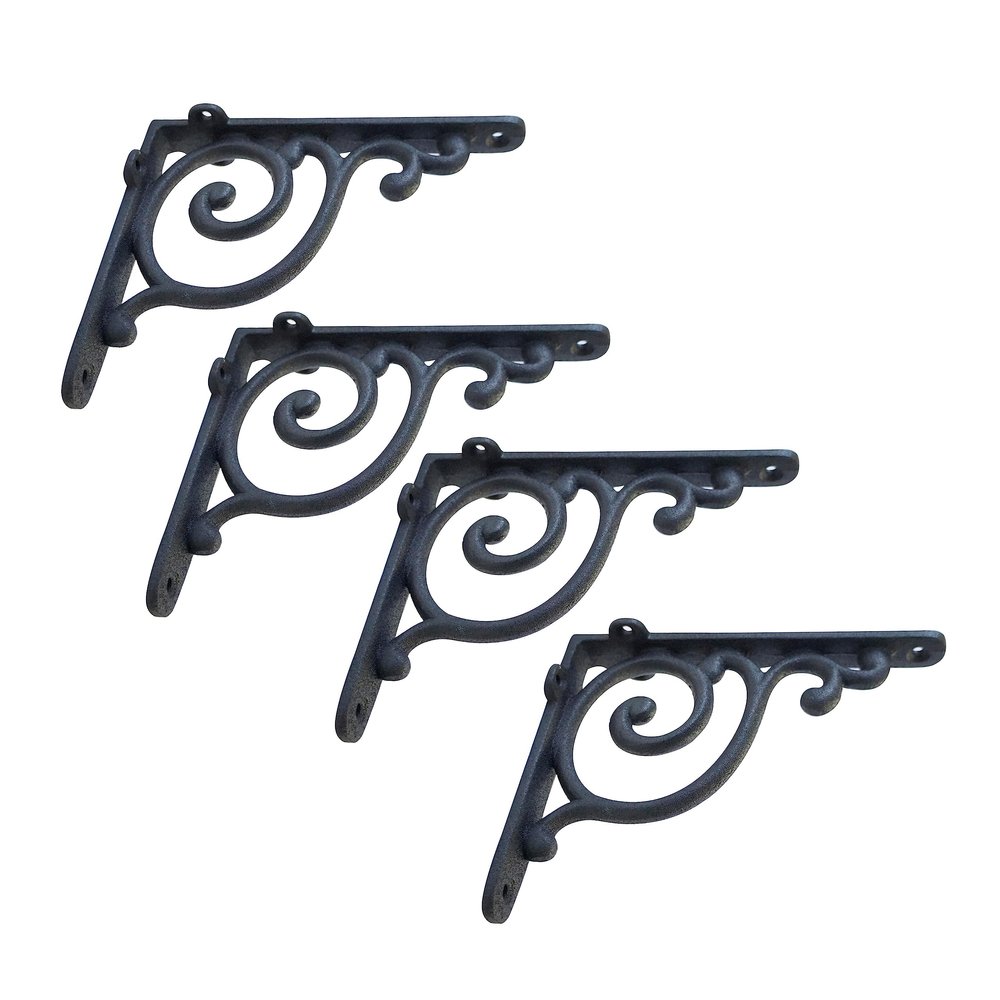 NACH Decorative Shelf Brackets, 4 Pack of 5.3 x 4.3 x 1.2 inch, Antique Metal Shelf Brackets - Shelf Support Bracket for Wall - Victorian Shelf Bracket