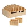 MobileVision Bamboo 10-Port Charging Station Plus 2 Caddy Add-On Combo to hold pens keys and extra storage view 1