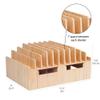 MobileVision Bamboo 10-Port Charging Station Plus 2 Caddy Add-On Combo to hold pens keys and extra storage view 2