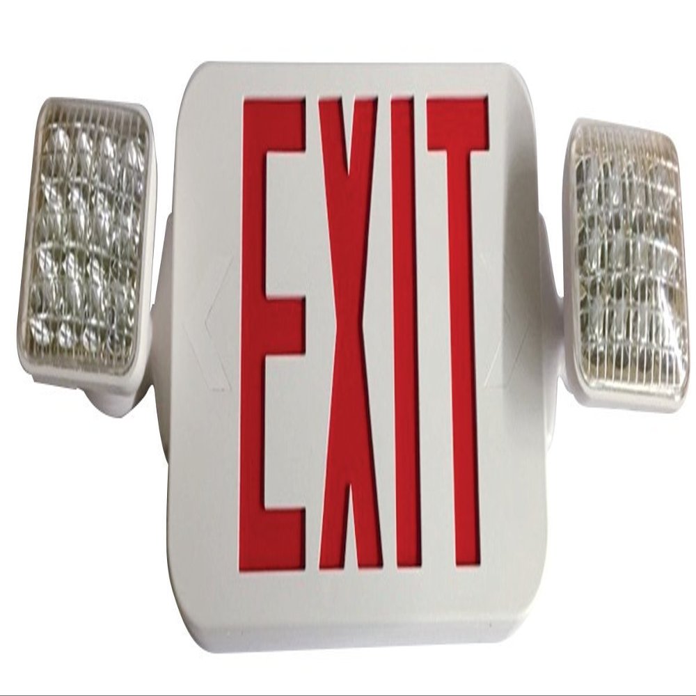 Fulham Exit Sign with Emergency Lights, White, 1 or 2 Face(s), LED, Universal Mount, Nickel Cadmium - 1 Each