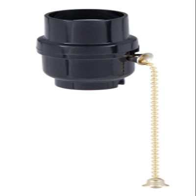B&P Lamp E26 Medium Base Phenolic Pull Chain Socket with Brass Chain