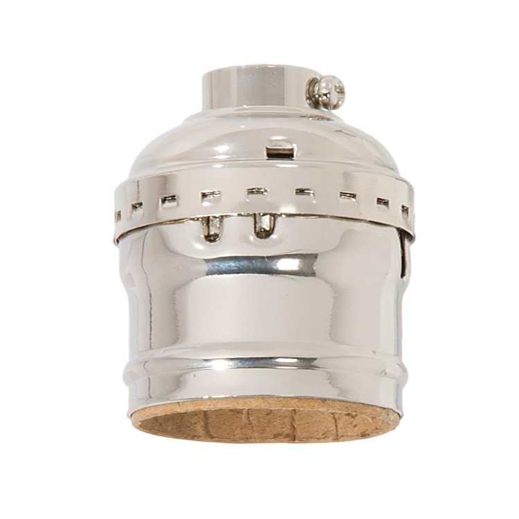 B&P Lamp Keyless Early Electric Style Lamp Socket, Nickel Plated Finish, Keyless (No Switch), No Uno Thread