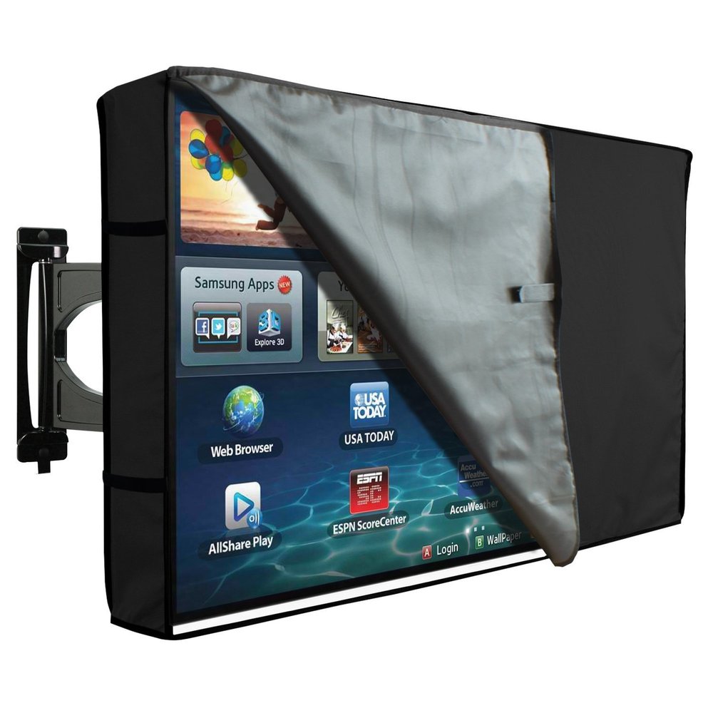 KHOMO GEAR Outdoor TV Cover with Clear Front Universal Weatherproof Protector for 55-58 Inch TV - Fits Most Mounts & Brackets
