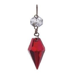 B&P Lamp 1 3/16 Inch Ruby Glass Crystal Chandelier Light Replacement Pendant Prism with Clear Top Bead