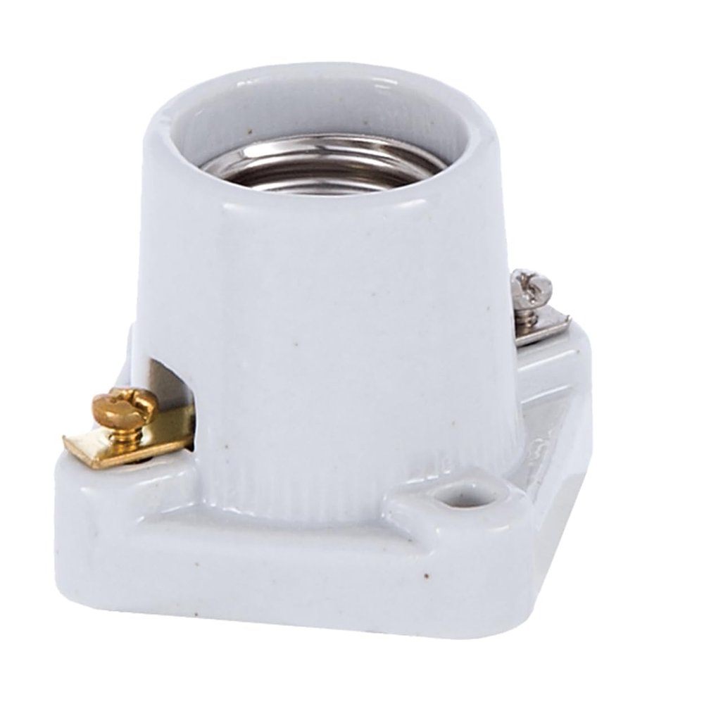 B&P Lamp Square Base Porcelain Pony Cleat Edison Socket