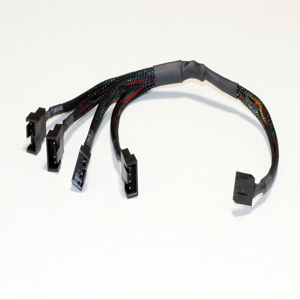 4-Pin PWM Female to 4 x PWM Male Computer Case Fan Splitter Power Connector Black Sleeved Adapter Cable