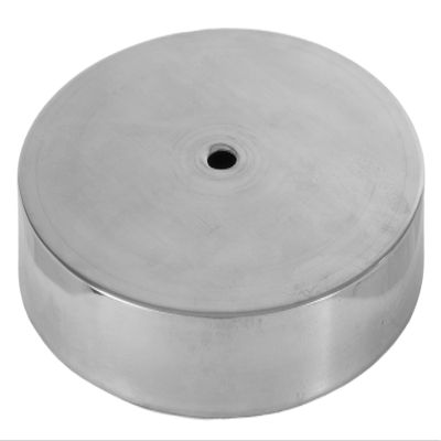 B&P Lamp Nickel Plated Spun Brass Lamp Base, 5 Inch Diameter, Modern Style, No Wire Hole, 1/8F Center Hole