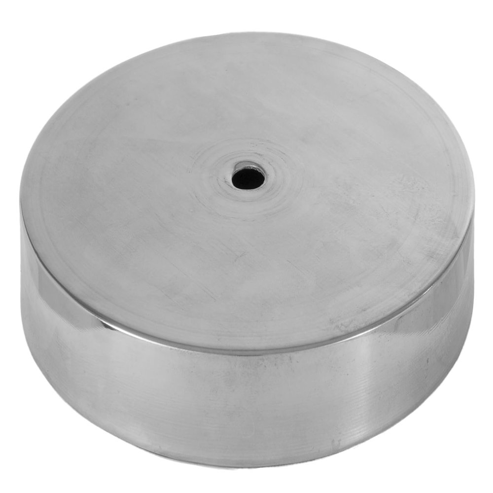 B&P Lamp Nickel Plated Spun Brass Lamp Base, 5 Inch Diameter, Modern Style, No Wire Hole, 1/8F Center Hole