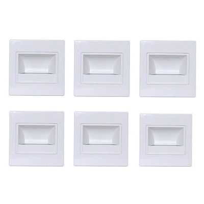 Dreamworth 6-Pack LED Corner Wall Lamp 85-265V Embedded LED Stairs Step Night Light Stair Wall Lighting for Hallway, Stairs, Closet, Bedroom and More (Warm White, White Body)